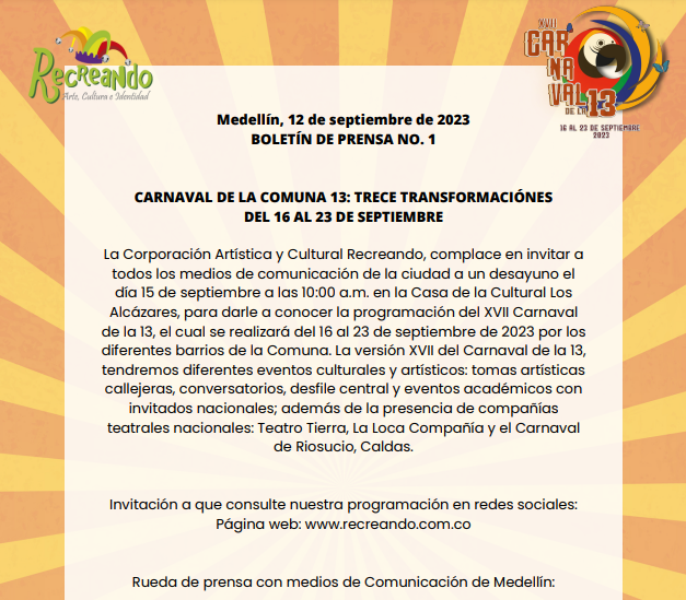 Boletin de prensa No. 1